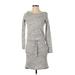 Left of Center Casual Dress - Sweater Dress: Gray Marled Dresses - Women's Size Small