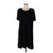 Adrianna Papell Casual Dress - Mini Scoop Neck Short sleeves: Black Solid Dresses - Women's Size Large