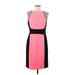 Tahari by ASL Casual Dress - Sheath Crew Neck Sleeveless: Pink Solid Dresses - Women's Size 8