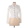 Denim Jacket: Short White Print Jackets & Outerwear - Women's Size X-Large