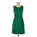 J.Crew Factory Store Casual Dress - Party Scoop Neck Sleeveless: Green Print Dresses - Women's Size 2