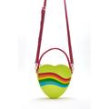 Heart Shape Cross Body Bag In Lime, Pink And Rainbow