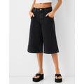 Bershka Baggy Twill Bermuda Shorts Women 14 Black