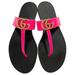 Gucci Shoes | Gucci Gg Marmont Double G Leather Thong Sandal Flat Pink Size 42 Us 12 | Color: Gold/Pink | Size: 42eu