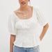 Anthropologie Tops | Anthropologie Maeve Short Sleeve White Peplum Top Blouse | Color: White | Size: S