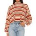 Free People Tops | Free People Steph Striped Mock Neck Balloon Sleeve Crop Top Size Medium | Color: Orange/Red | Size: M