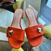 Kate Spade Shoes | Kate Spade Slides Slip On Sandals Orange Gold Accents Sz 7.5 | Color: Orange | Size: 7.5