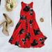 Free People Dresses | Free People Women's Dress Size 4 Red Black Cream Floral Fit & Flare Mini Party | Color: Black/Red | Size: 4