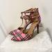 Jessica Simpson Shoes | Jessica Simpson Bright Pink Plaid Pyllah Tstrap Heels | Color: Black/Pink | Size: 9