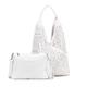 ITALYSHOP24 OBC Women's Bag XXL Set 2-in-1 Shopper Hobo Bag Shoulder Bag Cross Over Body Bag Shoulder Bag Handbag Leather Look, White V1, ca.: 40x57(mit Henkel)x11 (BxHxT)