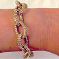 J. Crew Jewelry | J Crew Designer Pave Crystal Rhinestone Gold Tone Link Bracelet Size 6 1/4” | Color: Gold | Size: 6 1/4”