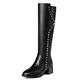 Ladies High Heel Long Boots Womens Knee High Boots Leahter High Calf Boots Winter Warm Ankle Boots Non-Slip Sole Ladies Riding Boots Zipper Snow Boots (Black 2.5 UK)