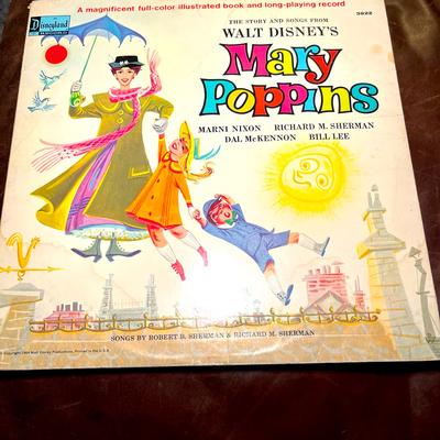 Disney Media | Mary Poppins Walt Disney Vintage Vinyl Record From 1964 | Color: Black | Size: Os
