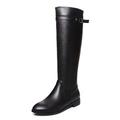 Ladies Riding Boots Leahter High Calf Boots Plush Low-Heeled Boots Womens Knee High Boots Winter Warm Long Ankle Boots Zip Up Non-Slip Sole Snow Boots (Black 3 UK)