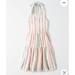 American Eagle Outfitters Dresses | American Eagle Linen Blend Halter Stripe Tiered Casual Summer Dress Medium Aeo | Color: Cream/White | Size: M