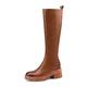 Womens Plush High Boot Winter Warm Ankle Boots Zipper Snow Boots Ladies High Heel PU Leahter High Calf Boots Boots Non-Slip Sole (Brown 2.5 UK)