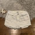 American Eagle Outfitters Shorts | American Eagle Ae Jean Shorts Lace White Cream Flowers Size 4 Hi Rise Shortie | Color: White | Size: 4