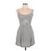 Brandy Melville Casual Dress - A-Line Scoop Neck Sleeveless: Gray Print Dresses