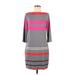 Trina Turk Casual Dress - Sweater Dress: Gray Stripes Dresses - Women's Size 6