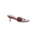 Cole Haan Sandals: Slide Kitten Heel Feminine Burgundy Print Shoes - Women's Size 7 - Open Toe
