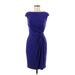 Lauren by Ralph Lauren Cocktail Dress - Sheath High Neck Short sleeves: Purple Solid Dresses - Women's Size 8 Petite