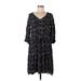 Garnet Hill Casual Dress - Midi: Black Floral Motif Dresses - Women's Size 10