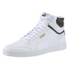 Sneaker PUMA "SHUFFLE MID", Gr. 38,5, weiß (puma weiß, puma weiß, puma schwarz, puma team gold), Synthetik, unifarben, kontrastfarbene Details, sportlich, Schuhe