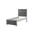 Transitional Style Gray PU & Gray Twin Panel Bed, Padded Headboard/Footboard, No Box Spring Required