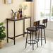 3-Piece Bar Table Set,Counter Table & 2 PU Bar Stools with Backrest - 1Table&2Barstools