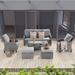 LIVOOSUN 6Pcs Patio Furniture Set Gray Rattan Coversation Seating Set