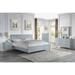 Brown Fabric & Weathered Gray Queen Bed - Valdemar Collection, Traditional Style, Upholstered Headboard, 12 Included Slats