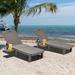 2 PCS Outdoor Chaise Lounge, with Reclining Adjustable Backrest and Side Tray