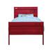 Industrial Style Red Metal Full Bed, Container Themed, Panel Headboard, Low Profile Footboard, No Box Spring Required