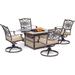 Hanover Traditions 5-Piece Fire Pit Chat Set with 4 Swivel Rockers with a 40,000 BTU Fire Pit Table