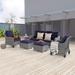 LIVOOSUN 7Pcs Patio Furniture Grey Rattan Sofa Sets with Side Table