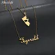 Atoztide Customized Name Necklace Counrtry Map Choker Stainless Steel Letter Double Layers Chain