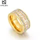 KALEN Luxus Zirkon Ring Gold Farbe Doppel Zeile Platz CZ Edelstahl Ring Für Frauen Romantische