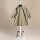 Spring Autumn Children Dresses for Girls Long Sleeve Cotton Kids Clothes Green Baby Dress Children