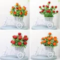 Injtrash-Vase de fleurs artificielles en rotin pour vélo rose décorative en plastique bonsaï