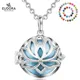 Eudora Women Necklace 18mm Harmony Ball lotus Locket Cage Pendant Necklace With 20mm Mexican Bola