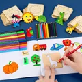 20 pz Montessori bambini disegno giocattoli in legno pittura fai da te stencil Set giocattolo