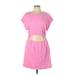 OFFLINE by Aerie Cocktail Dress - Mini Scoop Neck Short sleeves: Pink Solid Dresses - Women's Size Large
