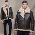 2022 Winter Bomber Leder Jacke Männer Schafe Lammfell Lammfell Warme Jacken Parka Pilot männer