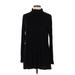 Ellen Tracy Casual Dress - Mini High Neck Long sleeves: Black Print Dresses - Women's Size Large