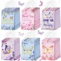 6/24 pezzi sacchetti di caramelle di carta farfalla sacchetti regalo con manici per ragazze rosa