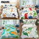 Cute Cartoon Dinosaur Print Polyester Bedding Sets Child Kids Covers Boys Bed Linen Set For Teens