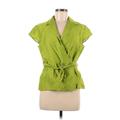 Due Per Due Short Sleeve Blouse: Green Tops - Women's Size 6