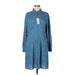 Uniqlo Cocktail Dress - Shirtdress Collared Long sleeves: Blue Dresses - New - Women's Size Large
