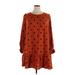 Ava & Viv Casual Dress - Mini Crew Neck 3/4 sleeves: Orange Print Dresses - Women's Size 14