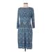 London Times Casual Dress - Sheath High Neck 3/4 sleeves: Blue Dresses - Women's Size 8